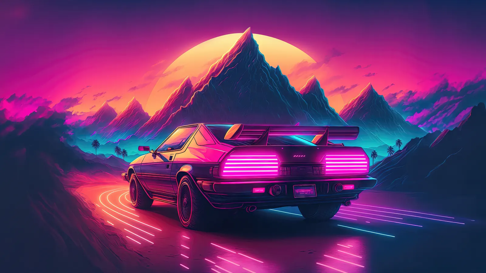 Outrun neon: art desktop wallpaper at 5120×2880