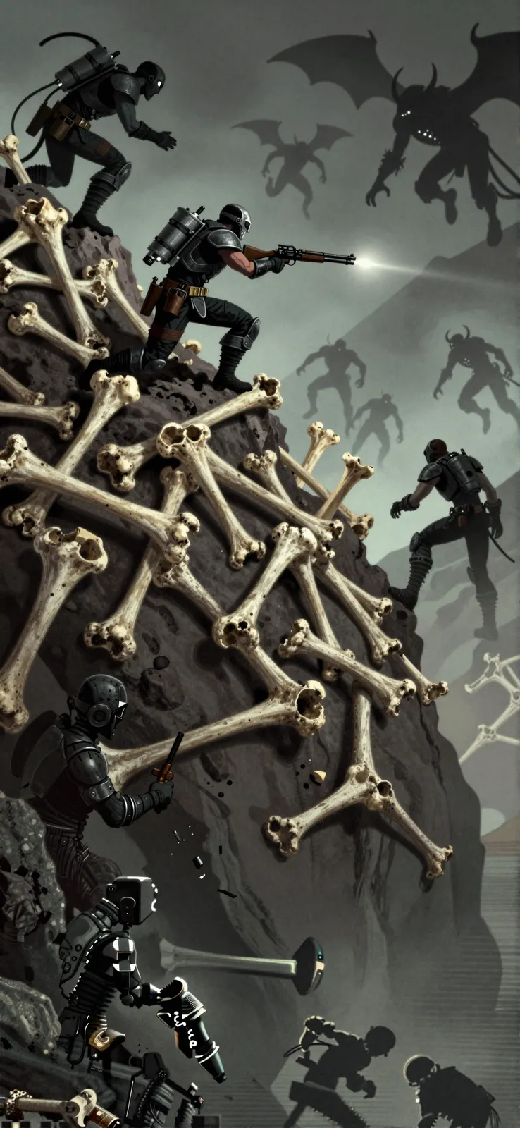 Soldiers bone mountain: art mobile wallpaper at 1288×2792