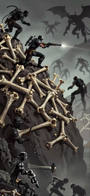 Soldiers bone mountain: art mobile wallpaper at 1288×2792